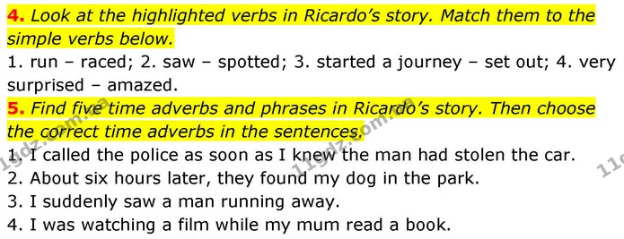 4. Look at the highlighted verbs in Ricardo’s story. Match them to the simple verbs below. — ГДЗ робочий зошит Англійська мова 8 клас Гарет Джонс 2025