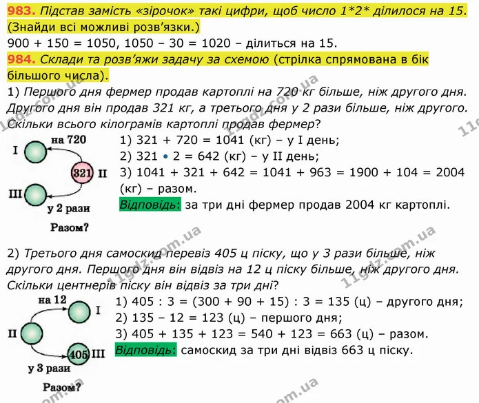 983. Підстав замість «зірочок» такі цифри, щоб число 1*2* ділилося на 15. (Знайди всі можливі розв’язки.) — ГДЗ Математика 5 клас Істер 2022