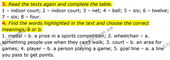 3. Read the texts again and complete the table. — ГДЗ Англійська мова 6 клас Коста (Prepare 6)