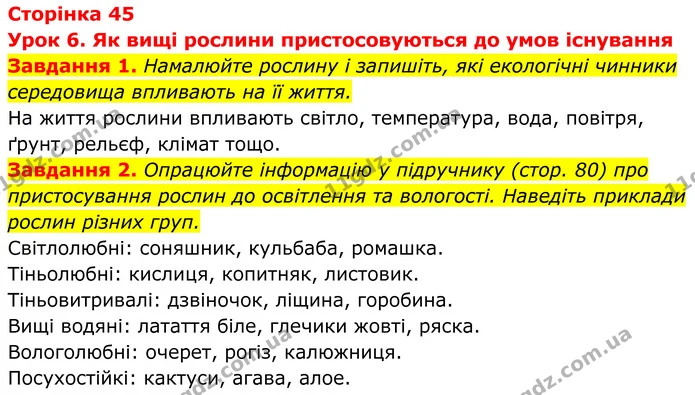 1. Намалюйте рослину і запишіть, які екологічні чинники середовища впливають на її життя. — ГДЗ Робочий зошит Біологія 7 клас Мирна 2024