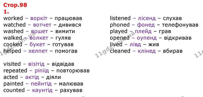 Стор. 98 — 1 — ГДЗ Англійська мова 3 клас Карпюк — ГДЗ Англійська мова 3 клас Карпюк