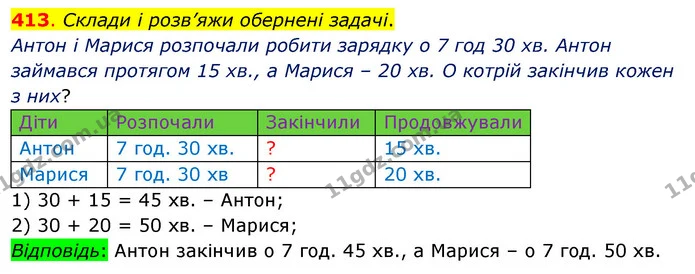 413. Склади і розв’яжи обернені задачі. — ГДЗ Математика 3 клас Бевз 1 частина