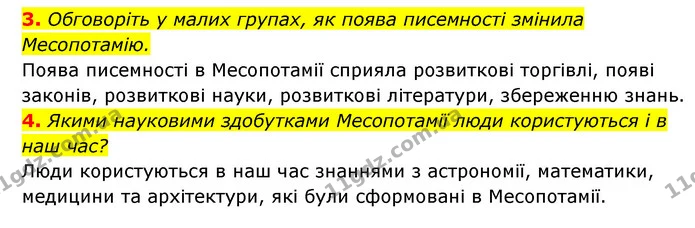3. Обговоріть у малих групах, як поява писемності змінила Месопотамію. — ГДЗ Історія України 6 клас Гісем