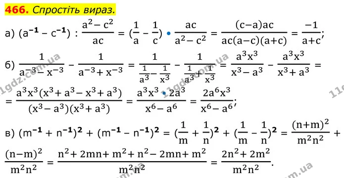 466. Спростіть вираз. — ГДЗ Алгебра 8 клас Бевз