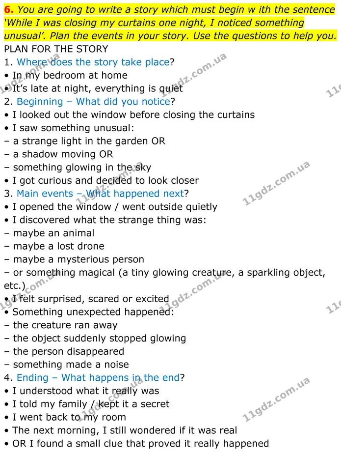 6. You are going to write a story which must begin w ith the sentence — ГДЗ Англійська мова 8 клас Стайрінг (Prepare)
