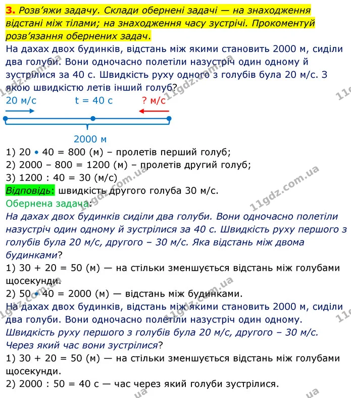 3. Розв’яжи задачу. Склади обернені задачі — на знаходження відстані між тілами; на знаходження часу зустрічі. Прокоментуй розв’язання — ГДЗ Математика 4 клас Скворцова