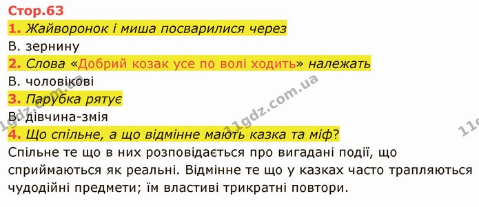 Стр.63 (1-4) — ГДЗ Українська література 5 клас Авраменко 2022 — ГДЗ Українська література 5 клас Авраменко 2022