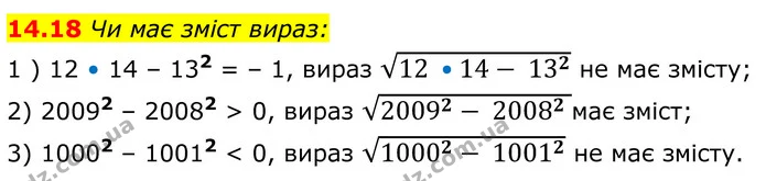 14.18 Чи має зміст вираз: — ГДЗ Алгебра 8 клас Істер