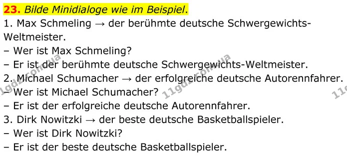 23. Bilde Minidialoge wie im Beispiel. — ГДЗ робочий зошит Німецька мова 8 клас Басай