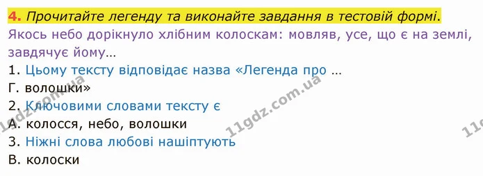 4. Прочитайте легенду та виконайте завдання в тестовій формі. — ГДЗ Українська мова 5 клас Авраменко 2022