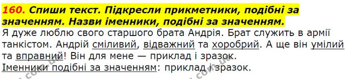 160. Спиши текст. Підкресли прикметники, подібні за значенням. Назви іменники, подібні за значенням. — ГДЗ Українська мова 2 клас Захарійчук