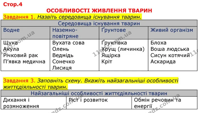 Стор. 4 — 1-3 — ГДЗ Робочий зошит з Біології 7 клас Яременко — ГДЗ Робочий зошит з Біології 7 клас Яременко