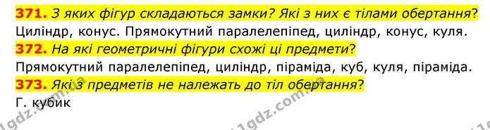 371. З яких фігур складаються замки? Які з них є тілами обертання? — ГДЗ Математика 6 клас Бевз 1-2 ч.