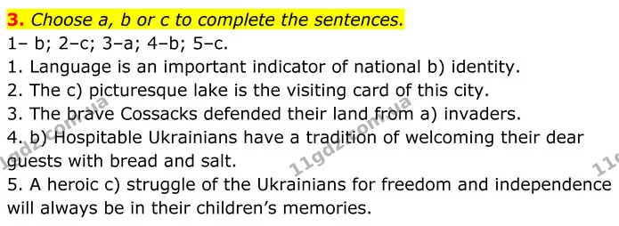 3. Choose a, b or c to complete the sentences. — ГДЗ Англійська мова 8 клас Карпюк 2025