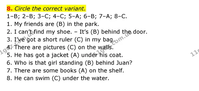 8. Circle the correct variant. — ГДЗ Робочий зошит Англійська мова 5 клас Косован (Дж. Коста)