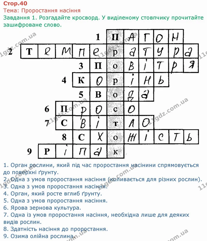 Стор. 40 — 1 — ГДЗ Робочий зошит Біологія 6 клас Мечник — ГДЗ Робочий зошит Біологія 6 клас Мечник