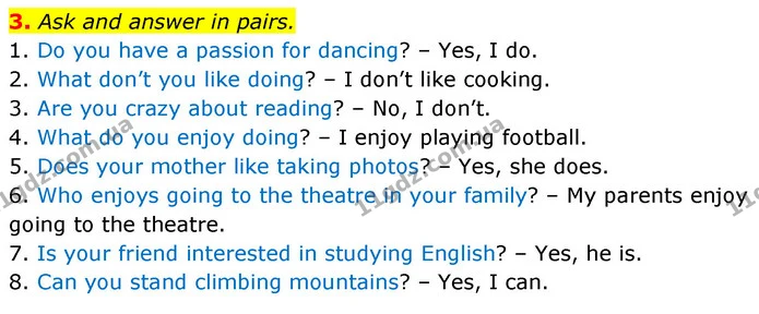 3. Ask and answer in pairs. — ГДЗ Англійська мова 6 клас Карпюк 2023