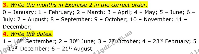 3. Write the months in Exercise 2 in the correct order. — ГДЗ робочий зошит Англійська мова 6 клас Prepare