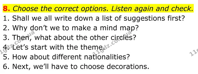8. Choose the correct options. Listen again and check. — ГДЗ Англійська мова 7 клас Коста