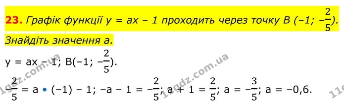 23. Графік функції y = ах – 1 проходить через точку В (–1; –25). Знайдіть значення а. — ГДЗ Алгебра 8 клас Тарасенкова