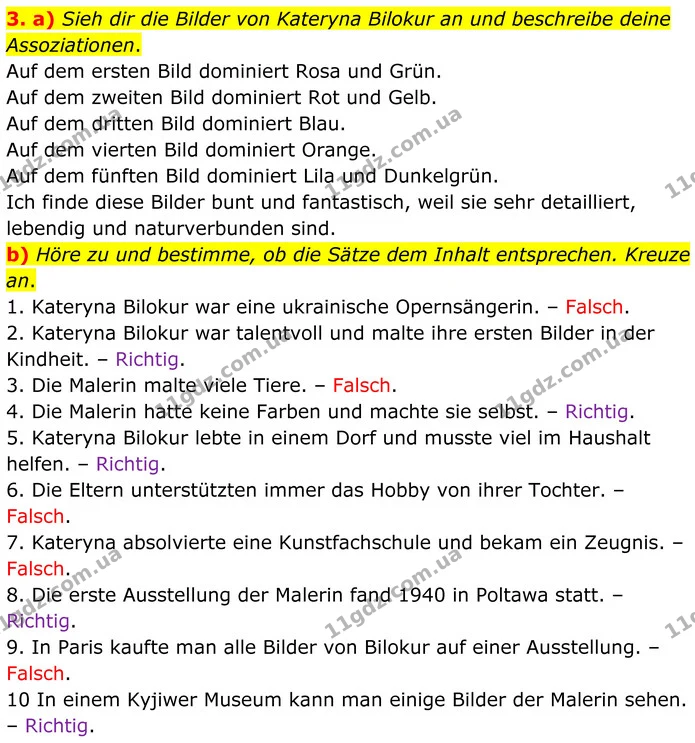 3. a) Sieh dir die Bilder von Kateryna Bilokur an und beschreibe deine Assoziationen. — ГДЗ Німецька мова 8 клас Сотникова (2025) 4 рік