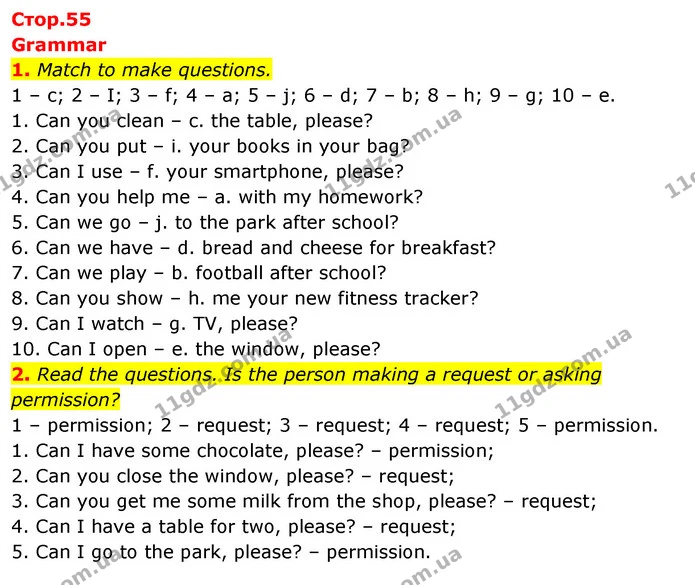 1. Match to make questions. — ГДЗ Робочий зошит Англійська мова 5 клас Коста (prepare 5)