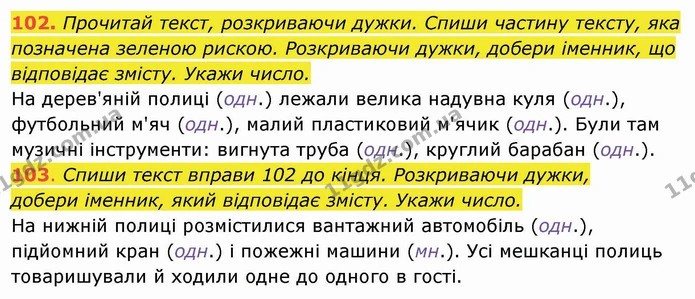 102. Прочитай текст, розкриваючи дужки. Спиши частину тексту, яка позначена зеленою рискою. Розкриваючи дужки, добери іменник, що — ГДЗ Українська мова та читання 4 клас Захарійчук