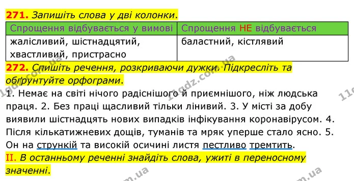 271. Запишіть слова у дві колонки. — ГДЗ Українська мова 5 клас Заболотний 2022