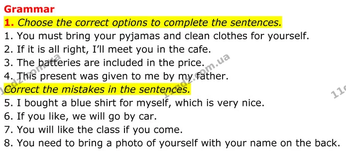 1. Choose the correct options to complete the sentences. — ГДЗ Англійська мова 7 клас Коста