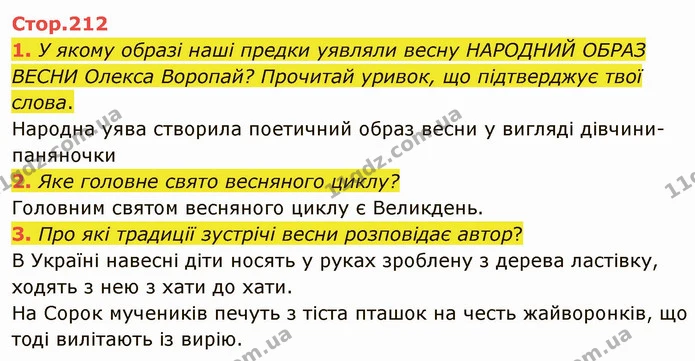 1. У якому образі наші предки уявляли весну НАРОДНИЙ ОБРАЗ ВЕСНИ Олекса Воропай? Прочитай уривок, що підтверджує твої слова. — ГДЗ Українська література 5 клас Коваленко