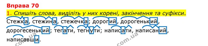 70 — ГДЗ Українська мова 6 клас Літвінова