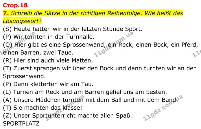 7. Schreib die Sätze in der richtigen Reihenfolge. Wie heißt das Lösungswort? — ГДЗ робочий зошит Німецька мова 8 клас Басай