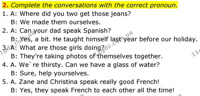 2. Complete the conversations with the correct pronoun. — ГДЗ робочий зошит Англійська мова 8 клас Гарет Джонс 2025