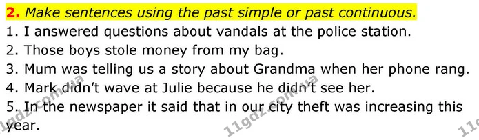 2. Make sentences using the past simple or past continuous. — ГДЗ робочий зошит Англійська мова 8 клас Гарет Джонс 2025