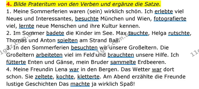 4. Bilde Prateritum von den Verben und ergänze die Satze. — ГДЗ Німецька мова 8 клас Сидоренко
