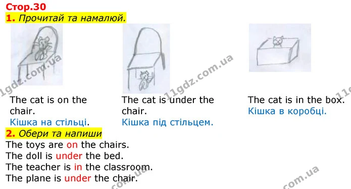 1. Прочитай та намалюй. — ГДЗ Зошит Англійська мова 3 клас Карпюк