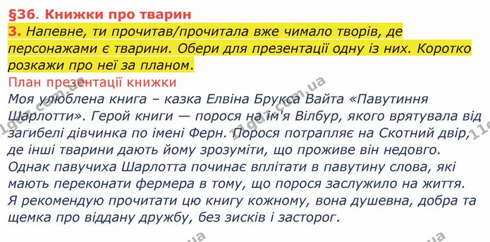 3. Напевне, ти прочитав/прочитала вже чимало творів, де персонажами є тварини. Обери для презентації одну із них. Коротко розкажи про — ГДЗ Українська мова та читання 4 клас Остапенко 1 ч.