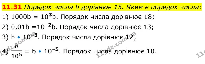 11.31 Порядок числа b дорівнює 15. Яким є порядок числа: — ГДЗ Алгебра 8 клас Істер