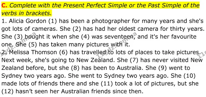 C. Complete with the Present Perfect Simple or the Past Simple of the verbs in brackets. — ГДЗ граматика Англійська мова 7 клас Мітчелл