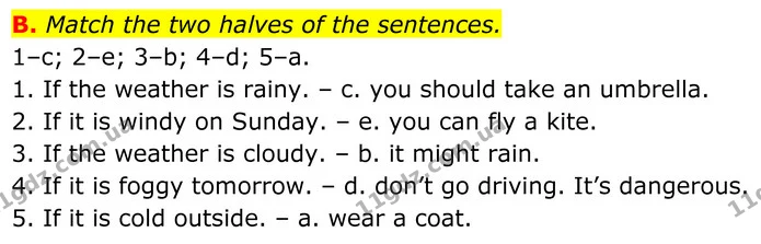 B. Match the two halves of the sentences. — ГДЗ робочий зошит Англійська мова 7 клас Мітчелл