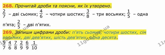 268. Прочитай дроби та поясни, як їх утворено. — ГДЗ Математика 4 клас Лишенко 1-2 ч.
