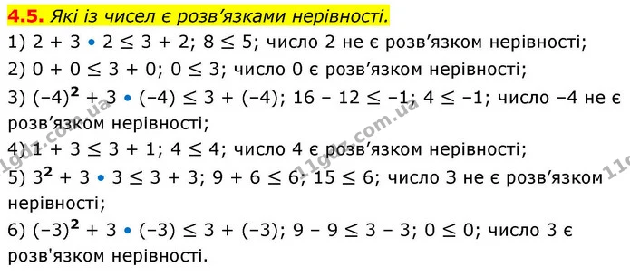 4.5. Які із чисел є розв’язками нерівності. — ГДЗ Алгебра 9 клас Істер