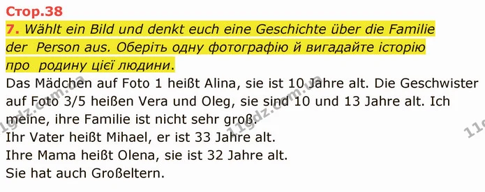 7. Wählt ein Bild und denkt euch eine Geschichte über die Familie der Person aus. Оберіть одну фотографію й вигадайте історію про — ГДЗ Німецька мова 5 клас Сотникова (1 рік)