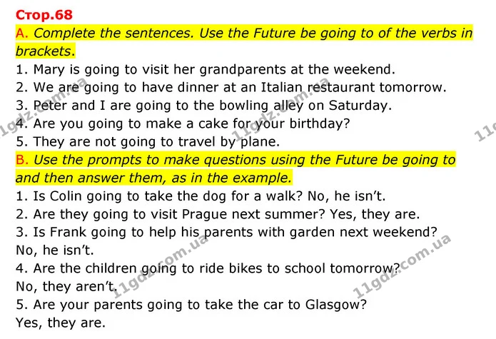 A. Complete the sentences. Use the Future be going to of the verbs in brackets. — ГДЗ Зошит граматика Англійська мова Мітчелл