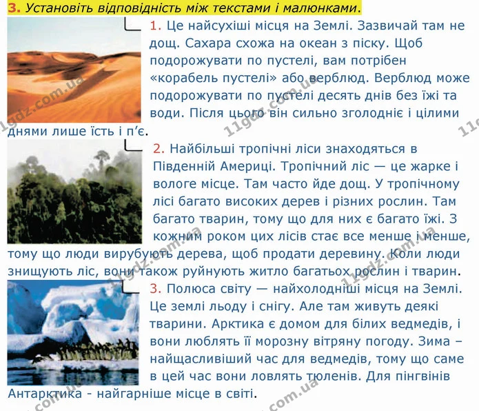 3. Установіть відповідність між текстами і малюнками. — ГДЗ Англійська мова 4 клас Карпюк НУШ
