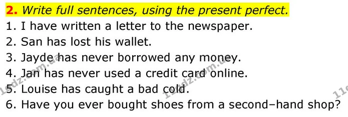 2. Write full sentences, using the present perfect. — ГДЗ робочий зошит Англійська мова 8 клас Гарет Джонс 2025