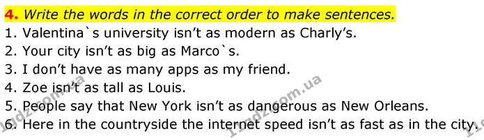 4. Write the words in the correct order to make sentences. — ГДЗ робочий зошит Англійська мова 8 клас Гарет Джонс 2025