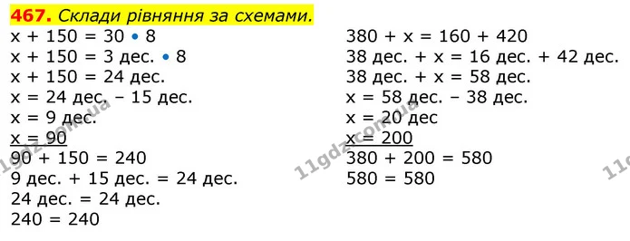 467. Склади рівняння за схемами. — ГДЗ Математика 3 клас Лишенко (1, 2 частина)