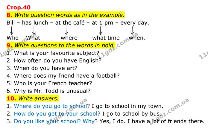 8. Write question words as in the example. — ГДЗ Робочий зошит Англійська мова 5 клас Косован (Дж. Коста)
