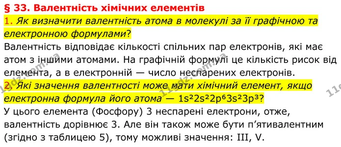 1. Як визначити валентність атома в молекулі за її графічною та електронною формулами? — ГДЗ Хімія 8 клас Попель